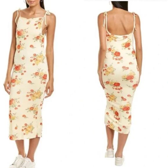 DANIELLE BERNSTEIN WEWOREWHAT Floral Fitted Midi Dress Sz S - Picture 1 of 6